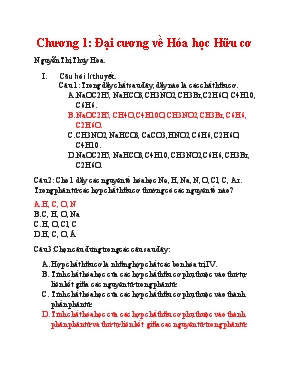 Giáo án Chương 1 Đại cương về Hóa học Hữu cơ